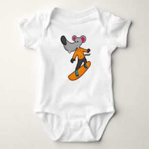 Mouse as Snowboarder with Snowboard Baby Strampler