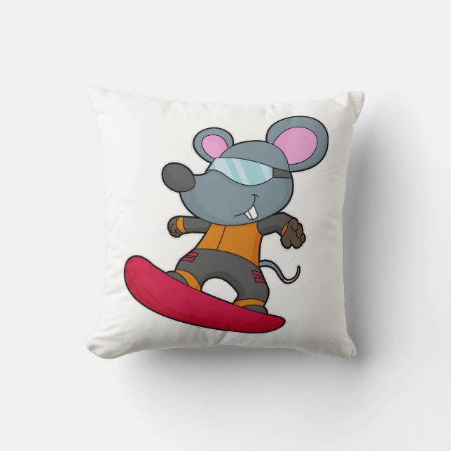 Mouse as Snowboarder with Snowboard Kissen (Vorderseite)