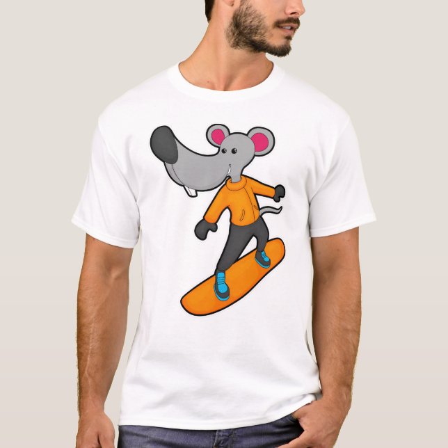 Mouse as Snowboarder with Snowboard T-Shirt (Vorderseite)