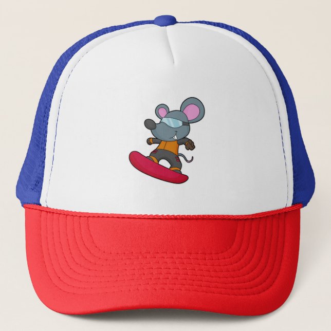 Mouse as Snowboarder with Snowboard Truckerkappe (Vorderseite)