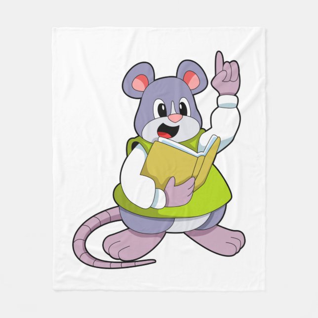 Mouse as Teacher with Book Fleecedecke (Vorderseite)