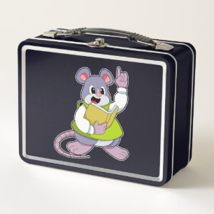 Mouse as Teacher with Book Metall Brotdose