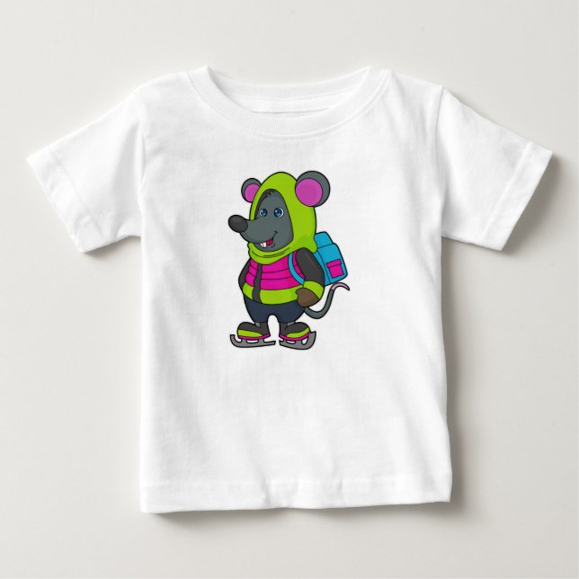 Mouse at Ice Skaten mit Ice Skate & Backpack.pn Baby T-shirt (Vorderseite)