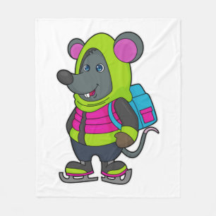 Mouse at Ice Skaten mit Ice Skate & Backpack.pn Fleecedecke