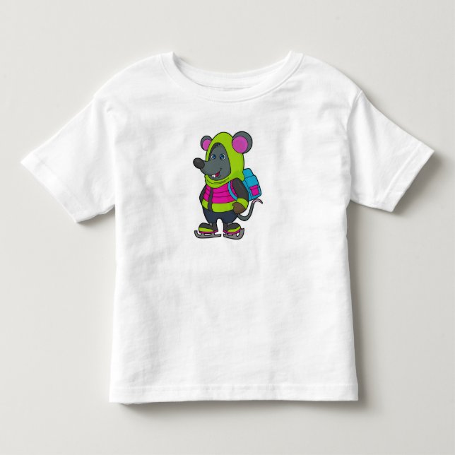 Mouse at Ice Skaten mit Ice Skate & Backpack.pn Kleinkind T-shirt (Vorderseite)