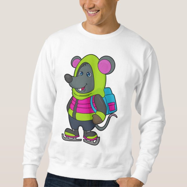 Mouse at Ice Skaten mit Ice Skate & Backpack.pn Sweatshirt (Vorderseite)