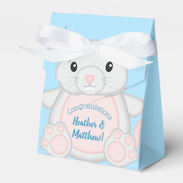 Mouse Baby Shower Blue Geschenkschachtel (Vorderseite)