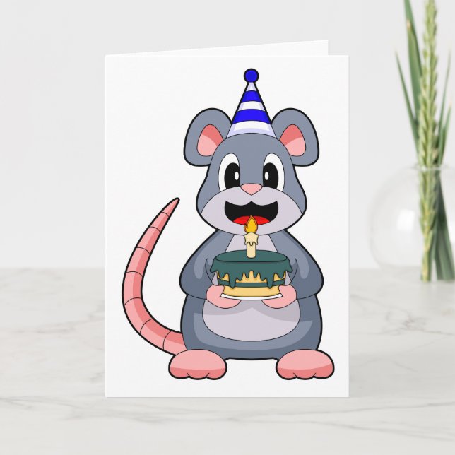 Mouse Birthday Candle Cake Karte (Vorderseite)