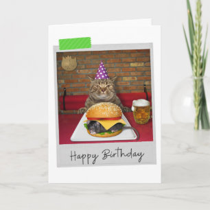 Mouse Burger Chat Drôle Carte d'Anniversaire