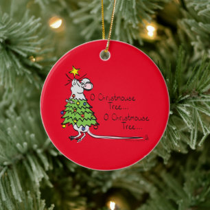 Mouse Christmas Tree Funny Kids Keramik Ornament