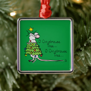 Mouse Christmas Tree Funny Kids Ornament Aus Metall