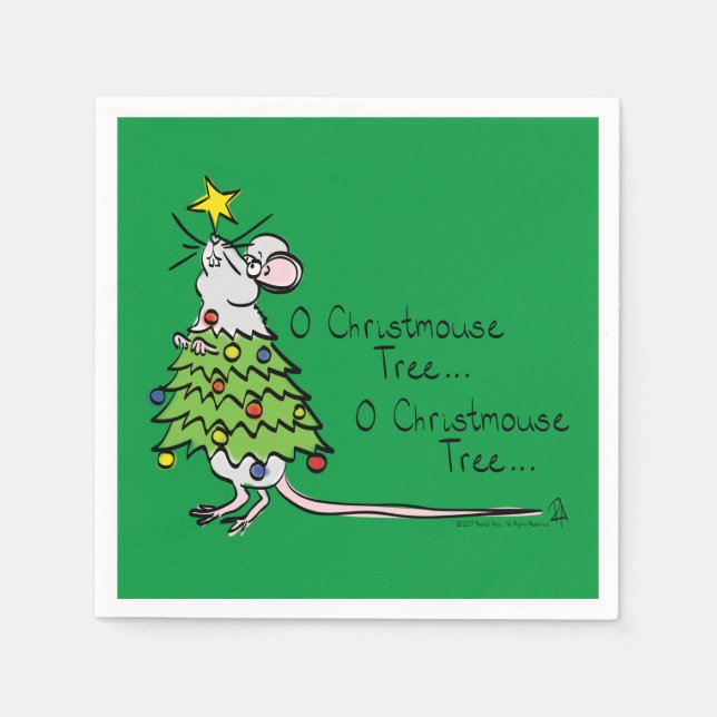 Mouse Christmas Tree Funny Kids Serviette (Vorderseite)