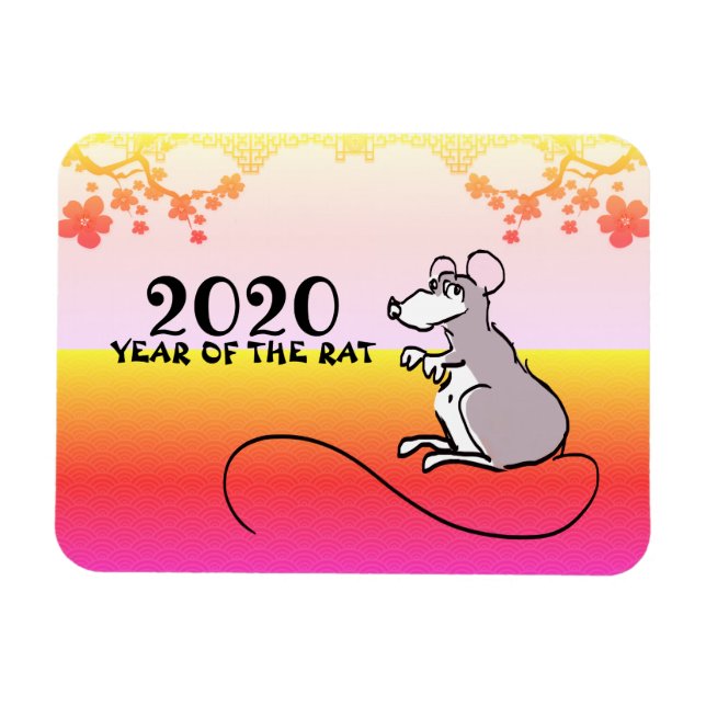 Mouse Comic Lunar Rat Neujahr 2020 Magnet (Horizontal)