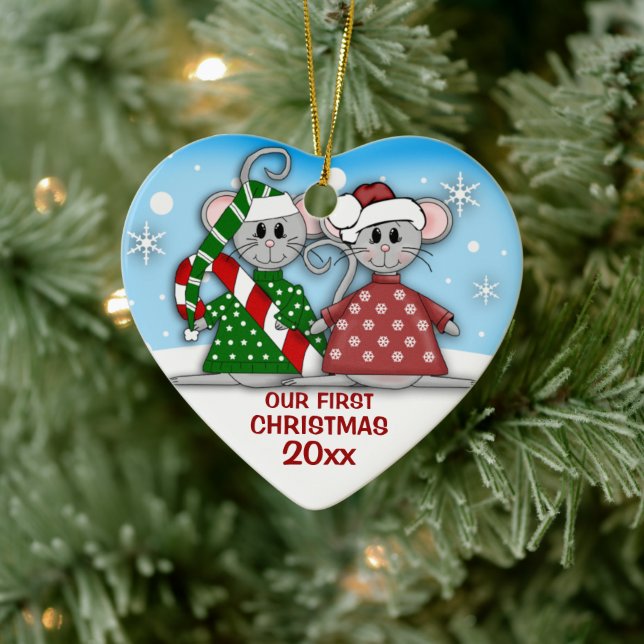 Mouse Couple First Christmas Ornament (Baum)