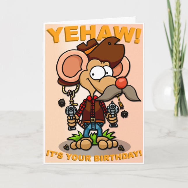 Mouse Cowboy Birthday Card Karte (Vorderseite)