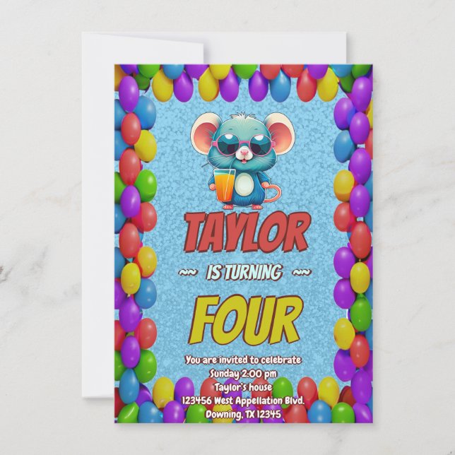 Mouse Einzigartiger Personalisierter Geburtstag Ei Einladung (Vorderseite)