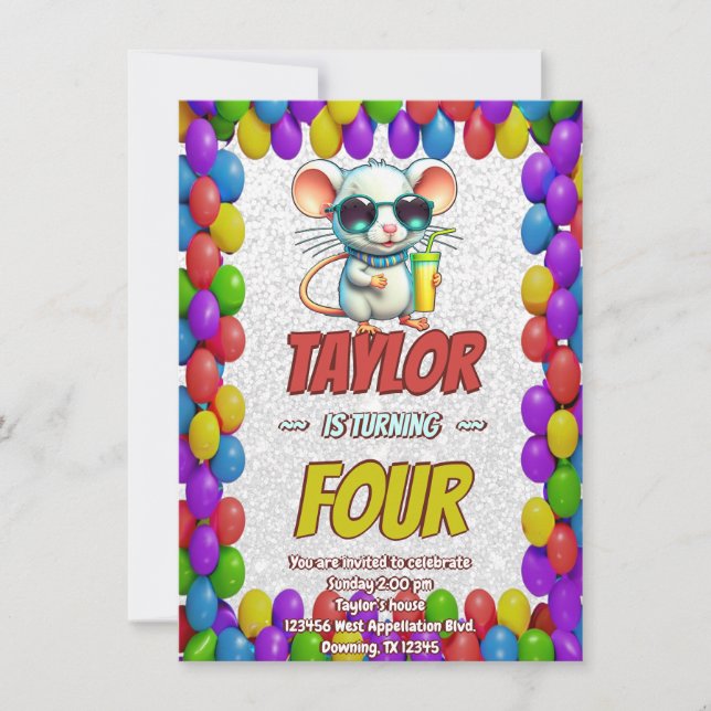 Mouse Einzigartiger Personalisierter Geburtstag Ei Einladung (Vorderseite)