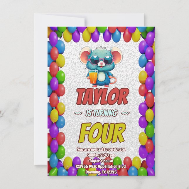 Mouse Einzigartiger Personalisierter Geburtstag Ei Einladung (Vorderseite)