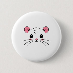 Mouse Face Costume Girl Boy Birthday Mouse Hallowe Button