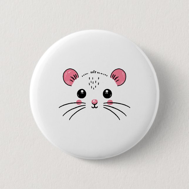 Mouse Face Costume Girl Boy Birthday Mouse Hallowe Button (Vorderseite)