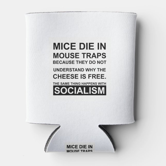 Mouse Fallen mit freiem Käse AKA Sozialismus Dosenkühler (Vorderseite)