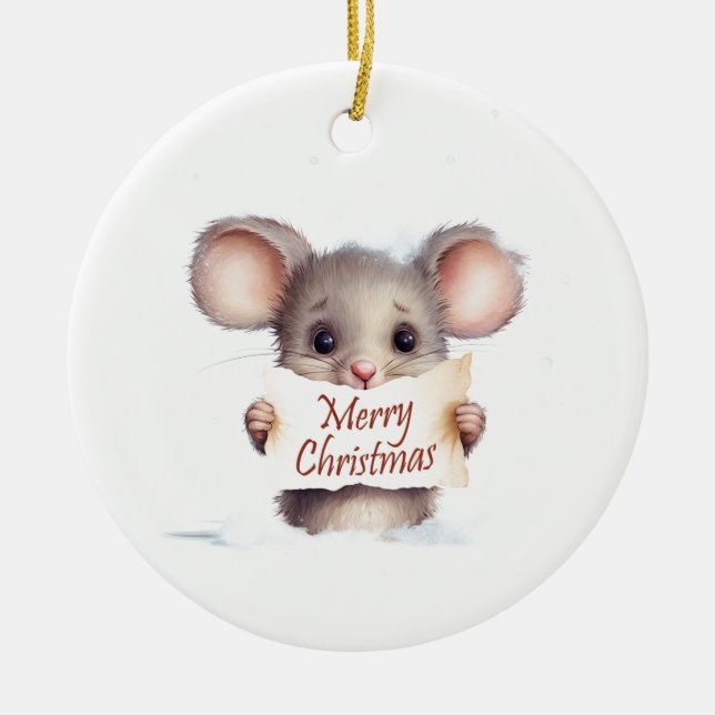 Mouse Frohe Weihnachten Keramik Ornament (Vorne)