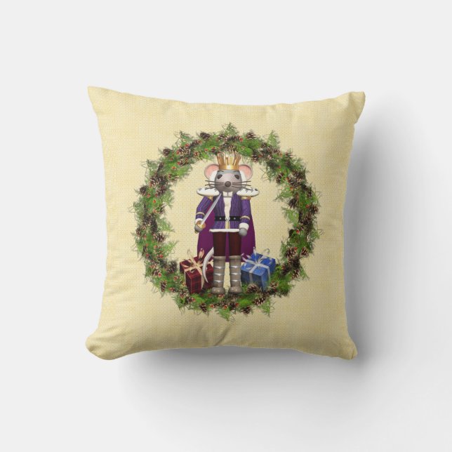 Mouse King Wreath Christmas Throw Kissen (Vorderseite)