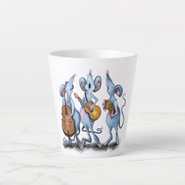 Mouse Music Band Funny Mug Milchtasse (Vorderseite)