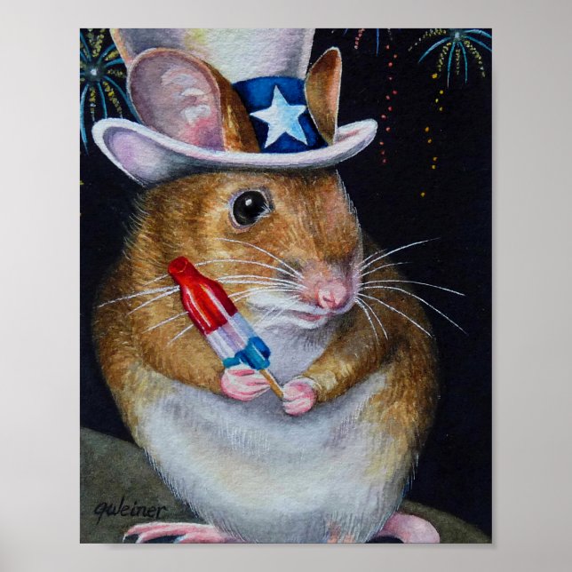 Mouse Nr. 2 Wasserfarbe Art 8x10 Poster (Vorne)