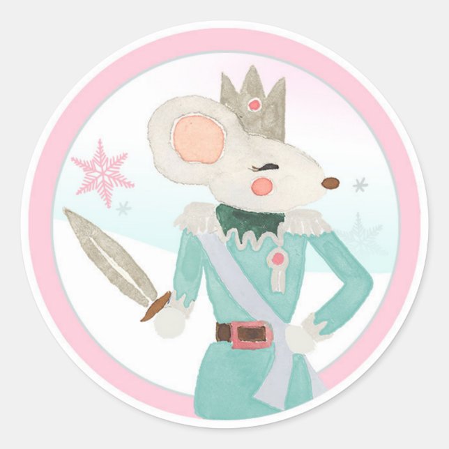 Mouse Nutcracker Land Süßigkeiten Girl Birthday Cu Runder Aufkleber (Vorderseite)