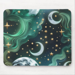 Mouse Pad - Emerald Green Celestial Moon Mousepad