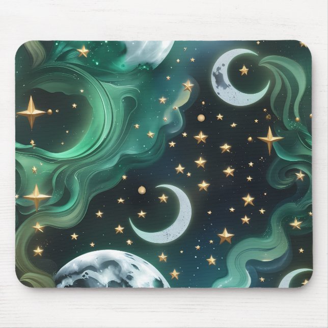 Mouse Pad - Emerald Green Celestial Moon Mousepad (Vorne)