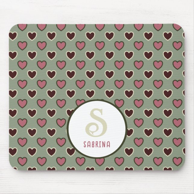 Mouse Pad für rote und grüne Herz-Muster Mousepad (Vorne)