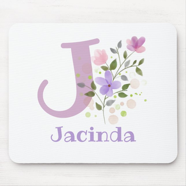 Mouse Pad Initial Plus Name & Blume Design Mousepad (Vorne)