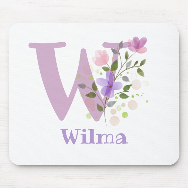 Mouse Pad Initial Plus Name & Blume Design Mousepad (Vorne)