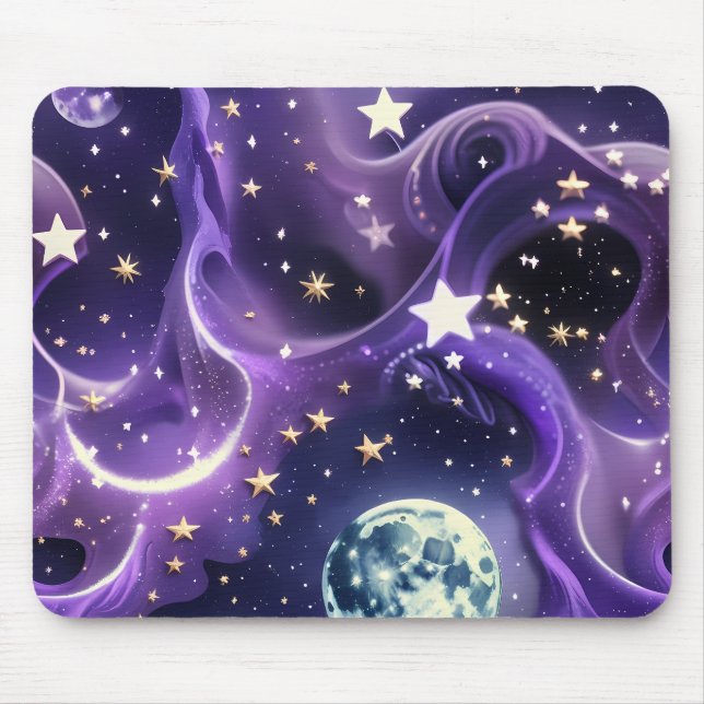 Mouse Pad – Luxury Purple Celestial Moon Phases Mousepad (Vorne)