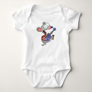 Mouse playing guitar with ease and joy baby strampler