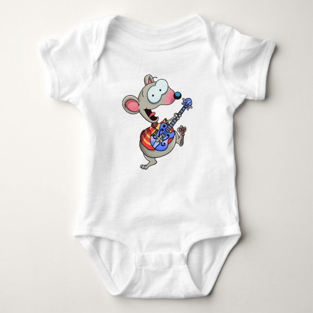 Mouse playing guitar with ease and joy baby strampler (Vorderseite)