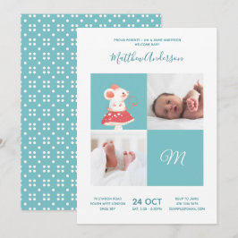 Mouse Rat ・ Alphabet Monogram Niedlich Babydusche Einladung