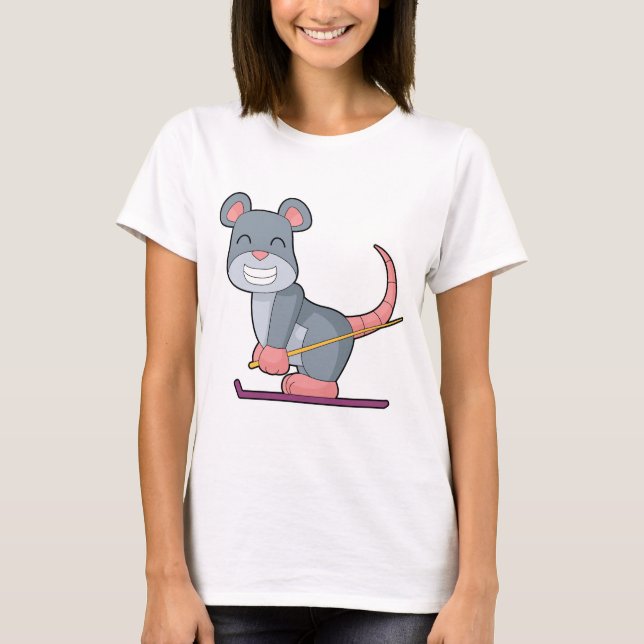 Mouse Skier Ski Winter sports T-Shirt (Vorderseite)