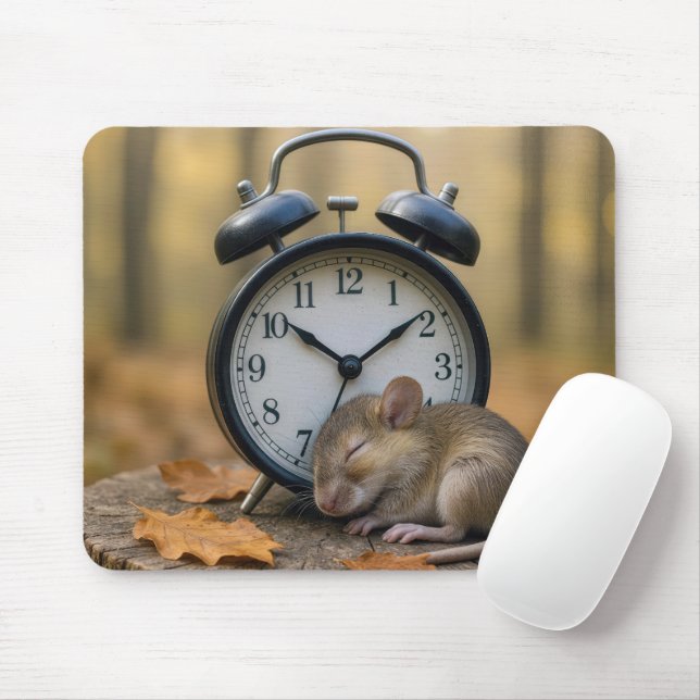 Mouse Sleeping By an Alarm Clock Mousepad (Mit Mouse)