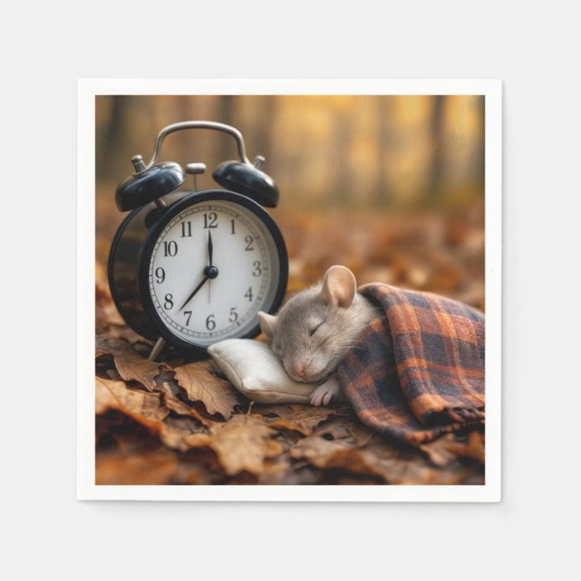 Mouse Sleeping By an Alarm Clock Serviette (Vorderseite)