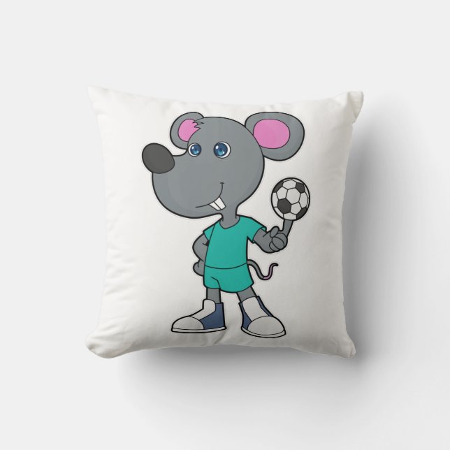 Mouse Soccer Player Soccer Kissen (Vorderseite)