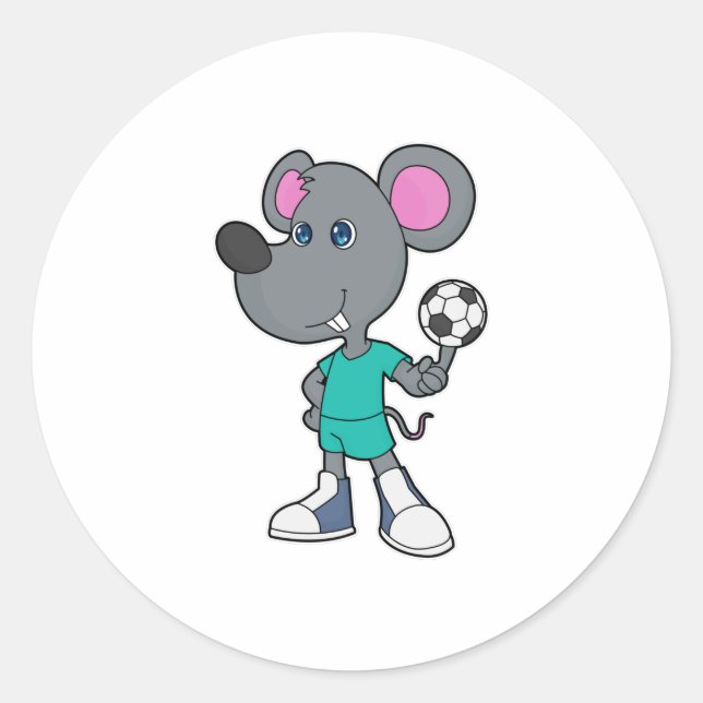 Mouse Soccer Player Soccer Runder Aufkleber (Vorderseite)