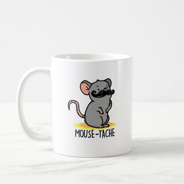 Mouse-tache Funny Mouse Pun Kaffeetasse (Links)
