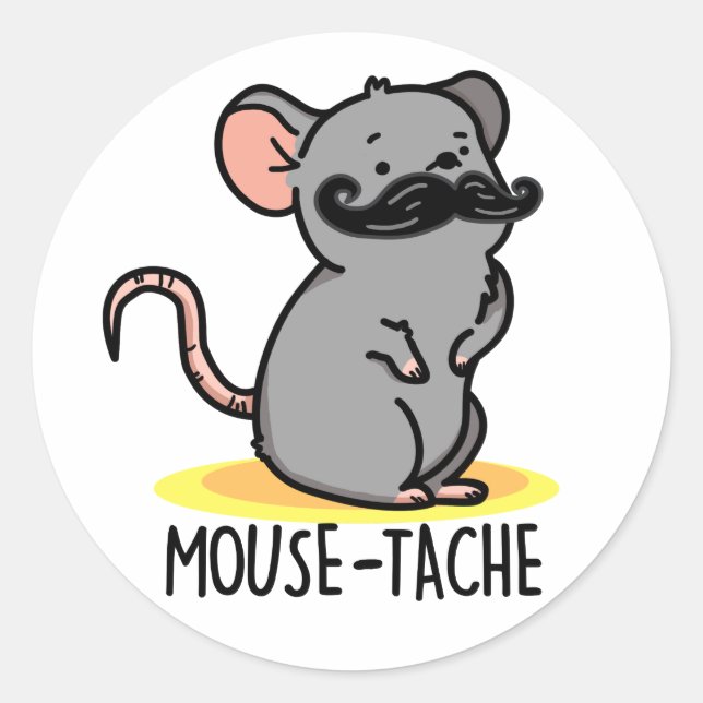 Mouse-tache Funny Mouse Pun Runder Aufkleber (Vorderseite)