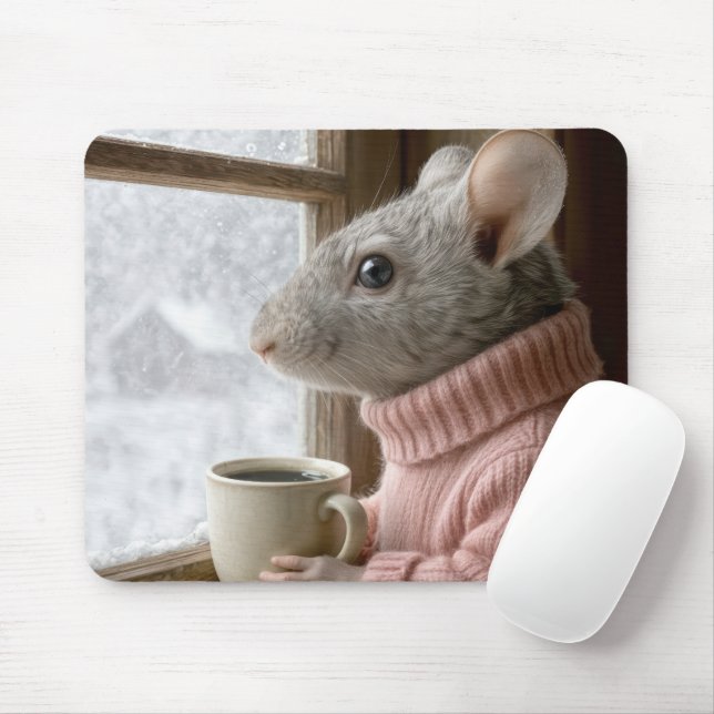 Mouse With a Cup of Coffee Mousepad (Mit Mouse)