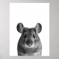 Mouse Woodland Modernes Portrait Schwarz-weiß