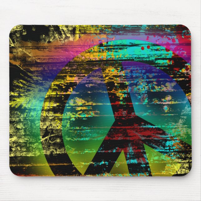 Mousemat Abstrakt Digital Graffiti Rainbow Peace Mousepad (Vorne)