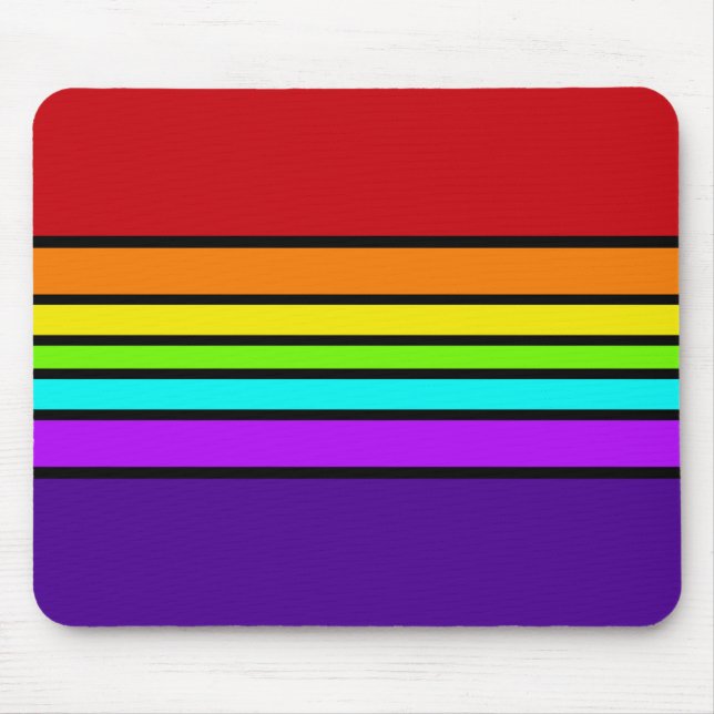Mousemat Rainbow Stripes Horizontal Optical Fun Mousepad (Vorne)